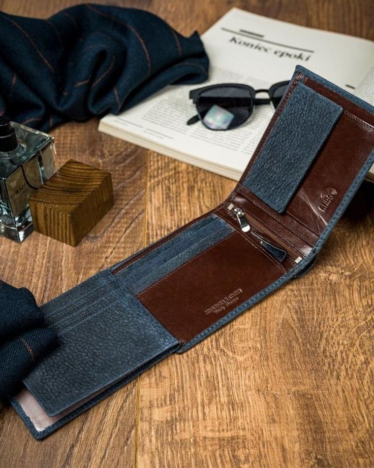 Portfel, niebieski, skórzany, Forever Young