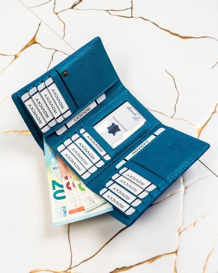 Portfel, niebieski, skórzany, Lorenti