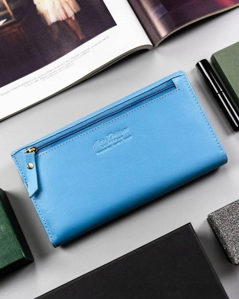 Portfel, niebieski, skórzany, Peterson