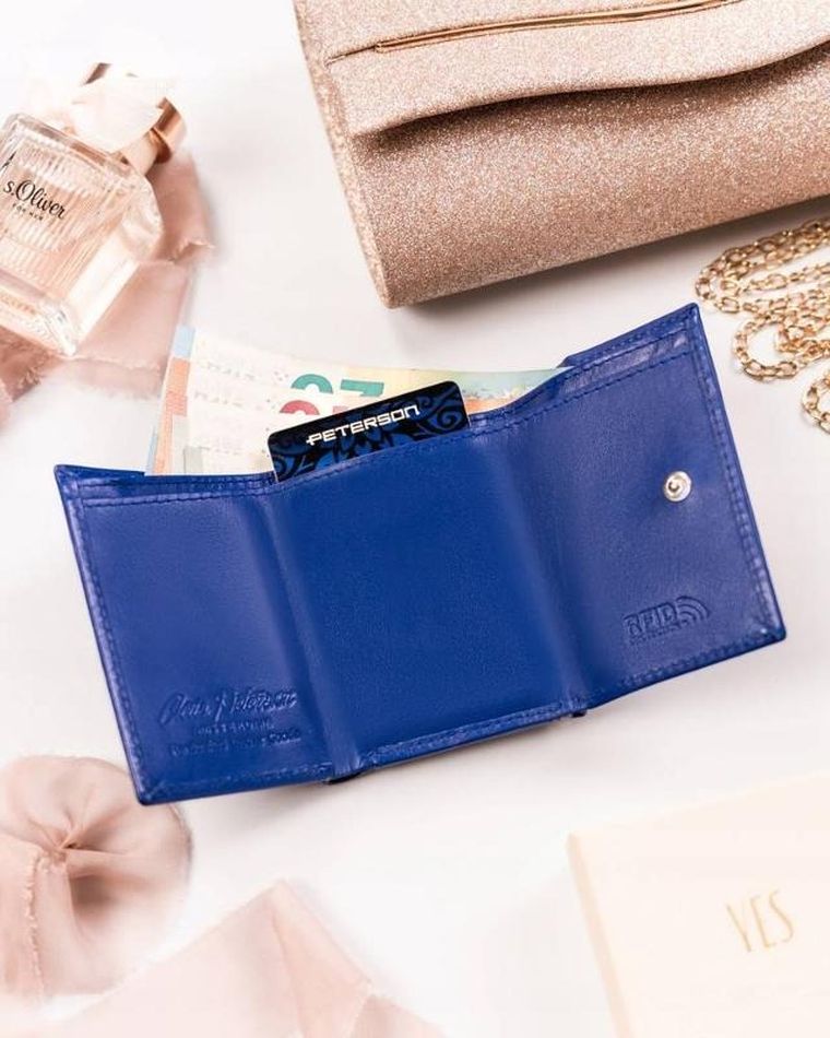 Portfel, niebieski, skórzany, Peterson