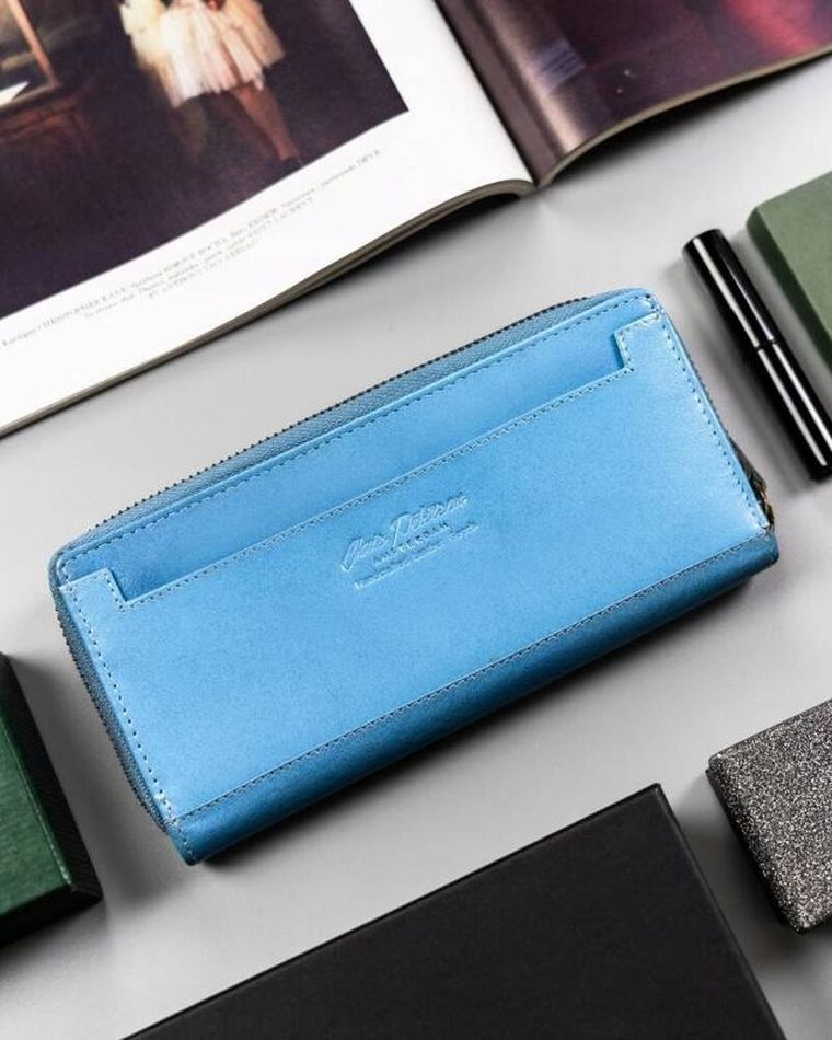 Portfel, niebieski, skórzany, Peterson