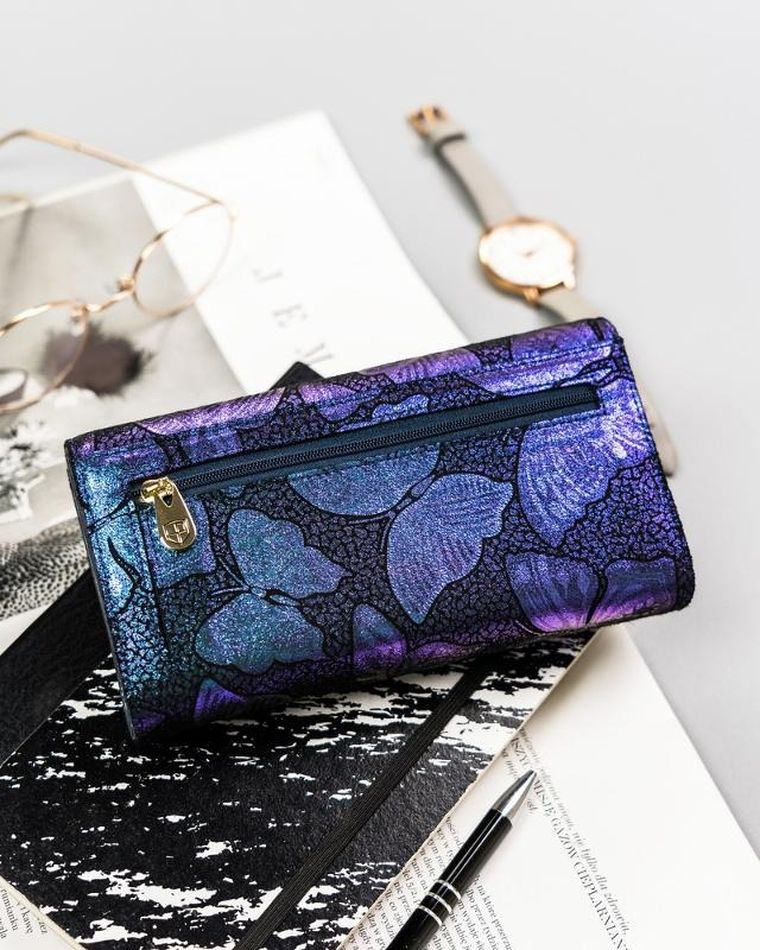 Portfel, niebieski, skórzany, Peterson