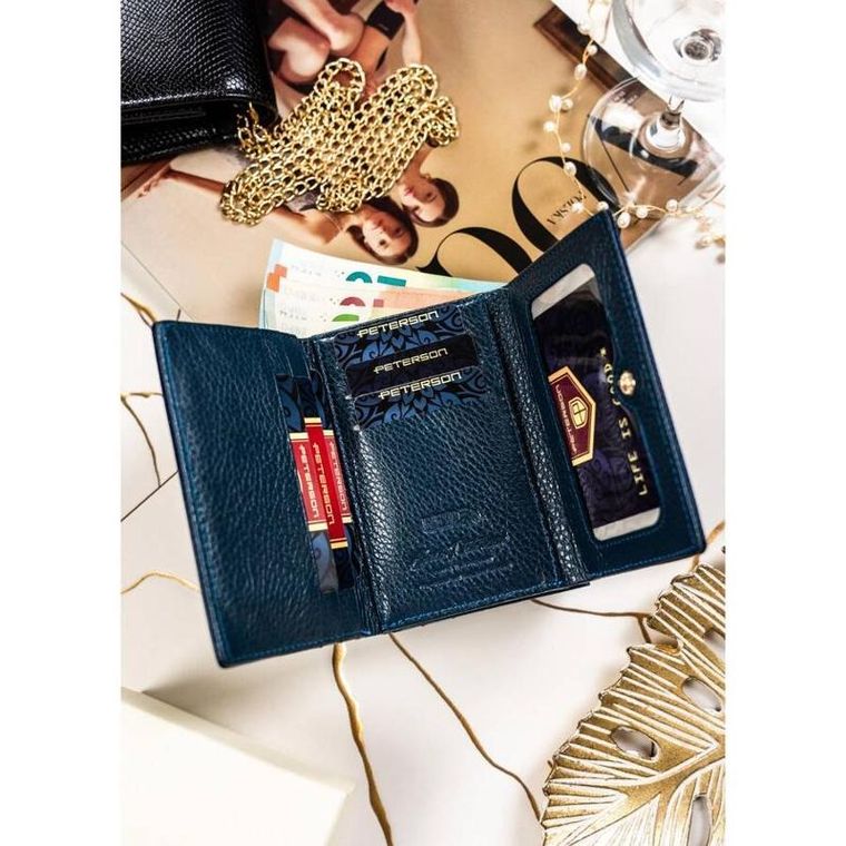 Portfel, niebieski, skórzany, Peterson