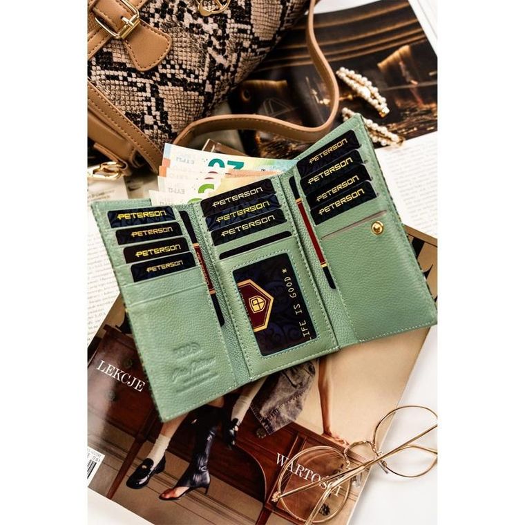 Portfel, niebieski, skórzany, Peterson