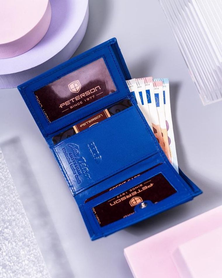 Portfel, niebieski, skórzany, RFID, Peterson