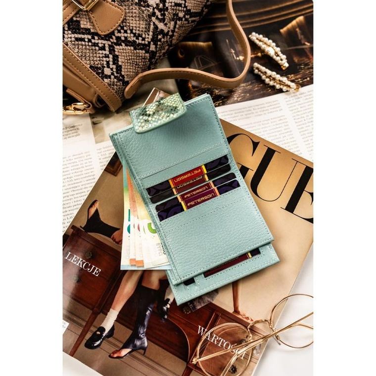 Portfel, niebieski, skórzany, RFID, Peterson