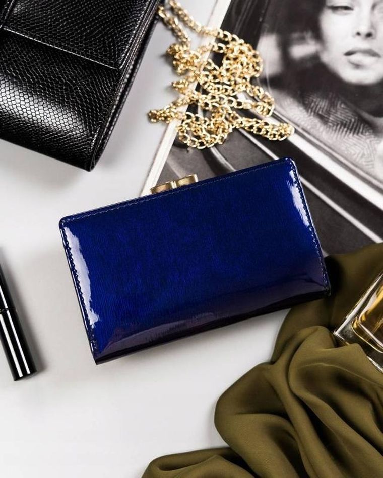 Portfel, niebieski, skórzany, Rovicky