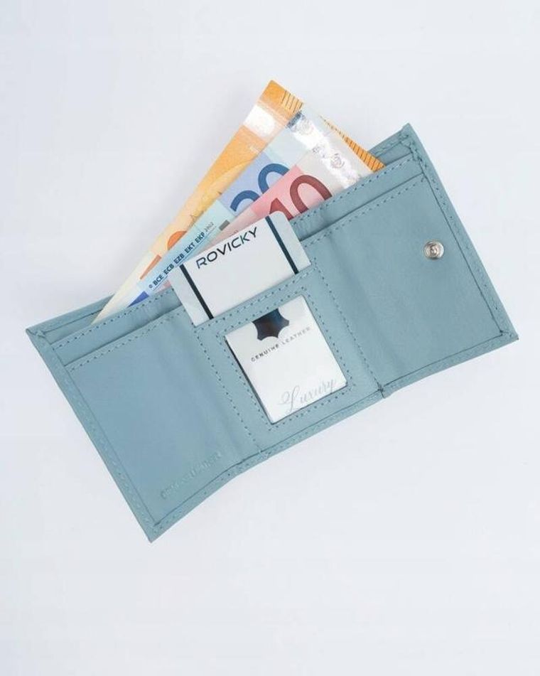 Portfel, niebieski, skórzany, Rovicky