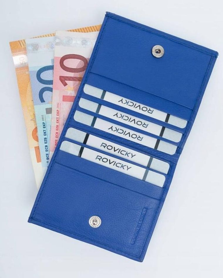 Portfel, niebieski, skórzany, Rovicky