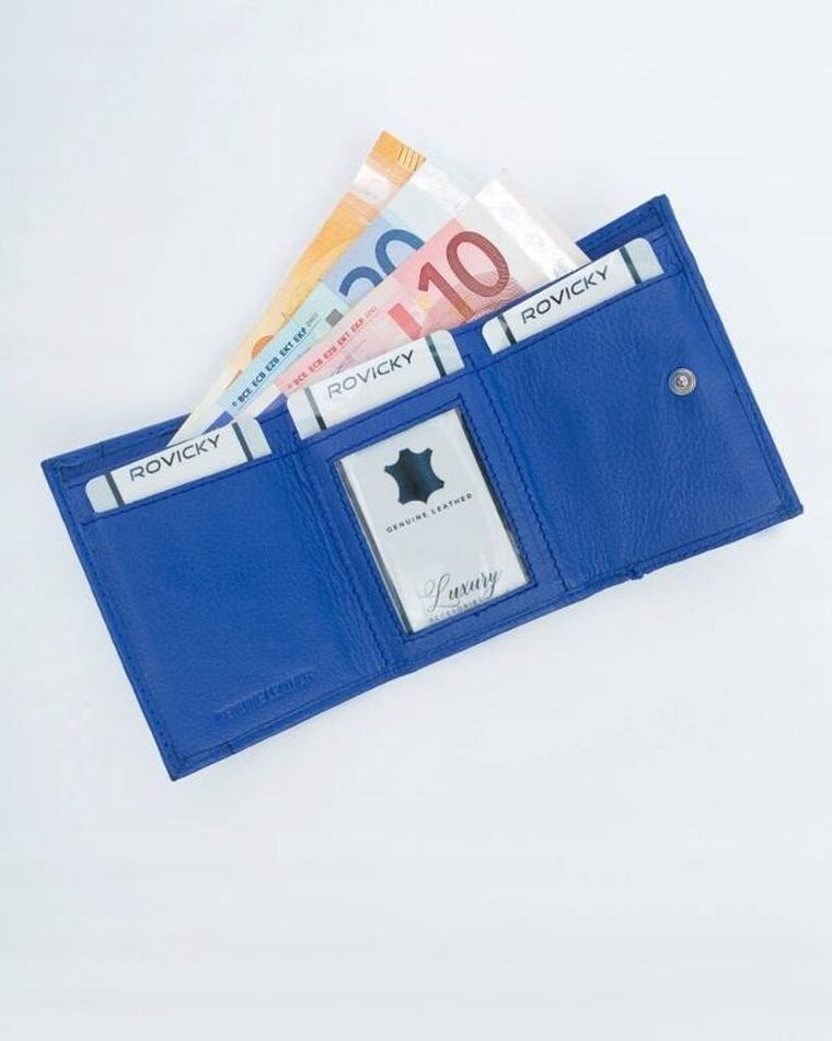 Portfel, niebieski, skórzany, Rovicky