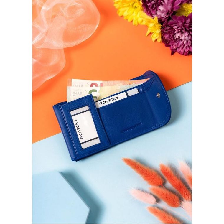 Portfel, niebieski, skórzany, Rovicky