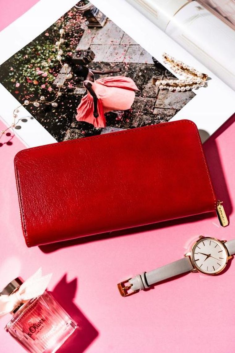 Portfel-piórnik, czerwony, skóra ekologiczna, Rovicky