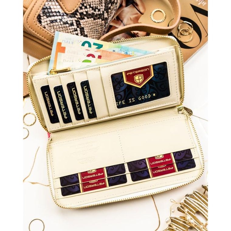 Portfel-piórnik, mix, skóra naturalna i ekologiczna, Peterson