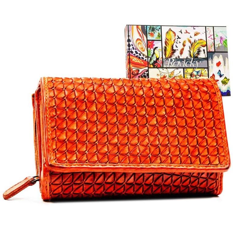 Portfel, pomarańczowy, skórzany, Rovicky