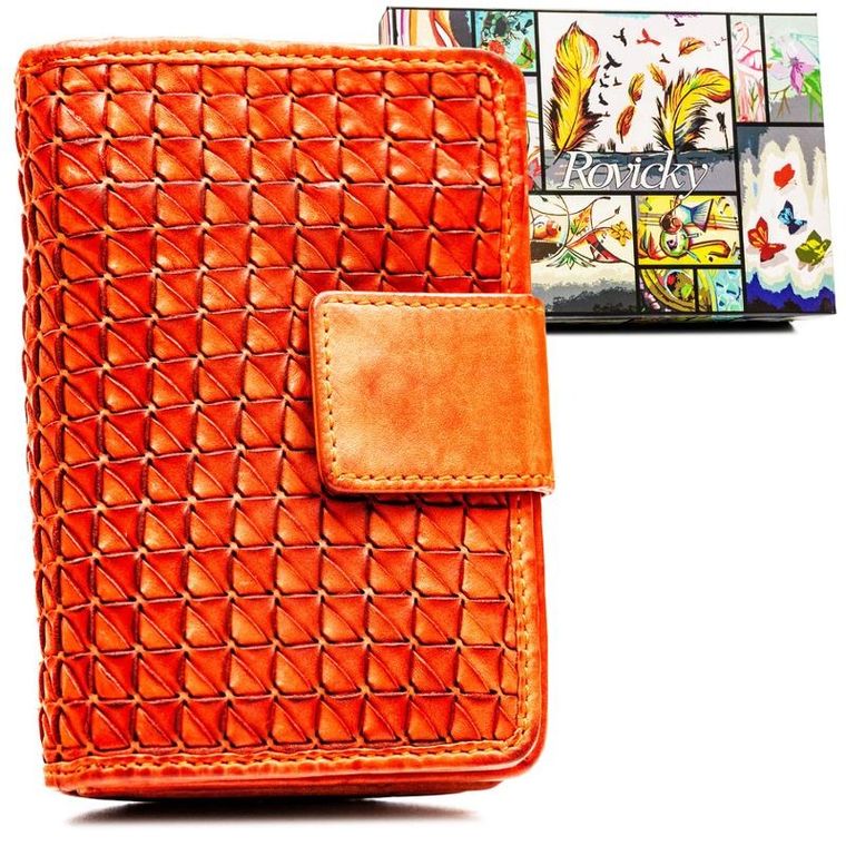 Portfel, pomarańczowy, skórzany, Rovicky
