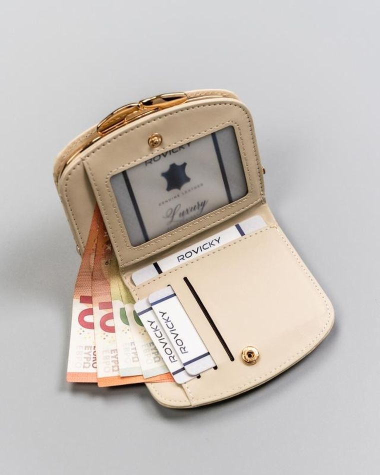 Portfel-portmonetka, beżowy, skóra ekologiczna, Milano Design