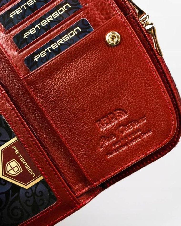 Portfel, różowy, skórzany, Peterson