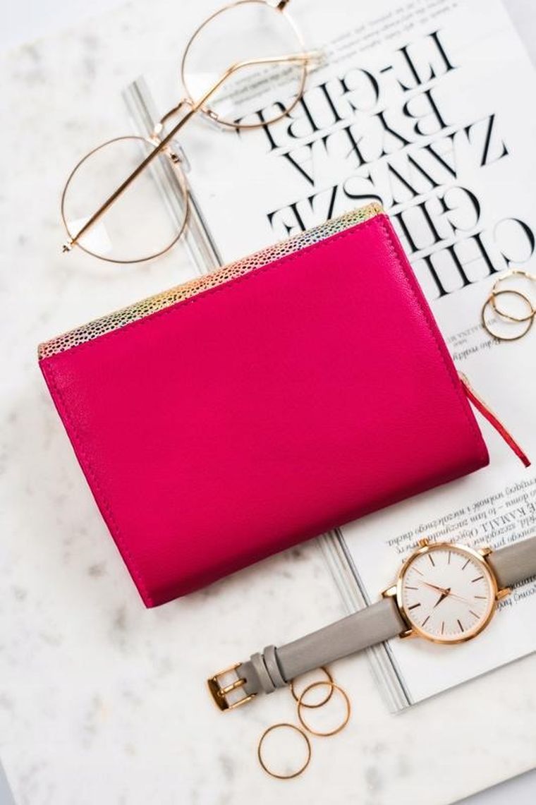 Portfel, różowy, skórzany, Rovicky