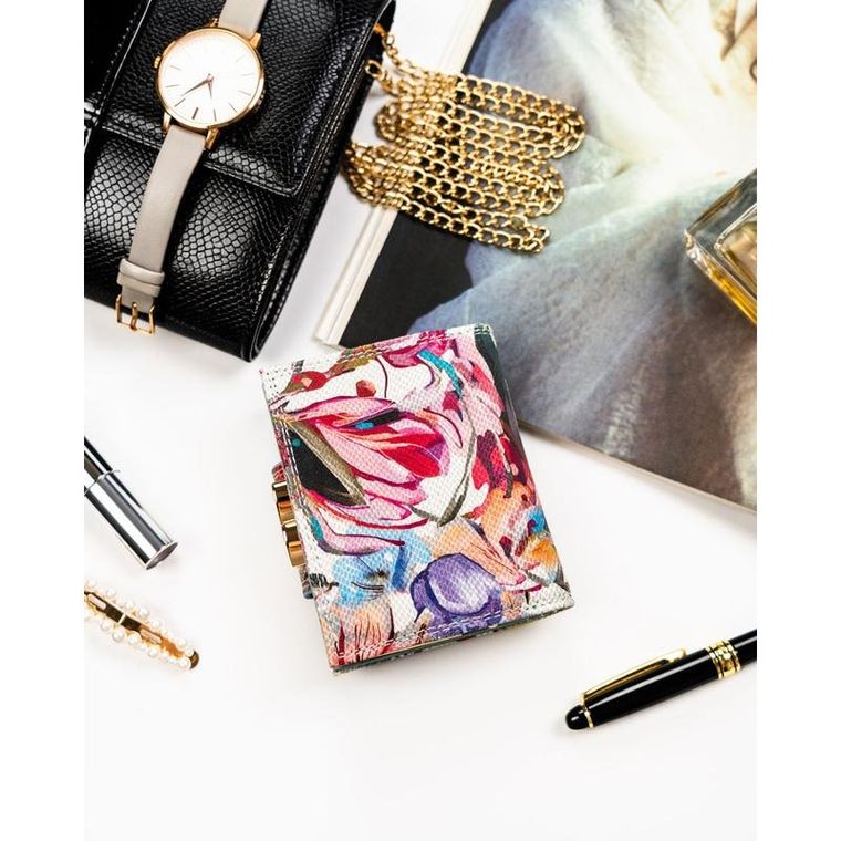 Portfel, skórzany, kwiatowy wzór, Peterson