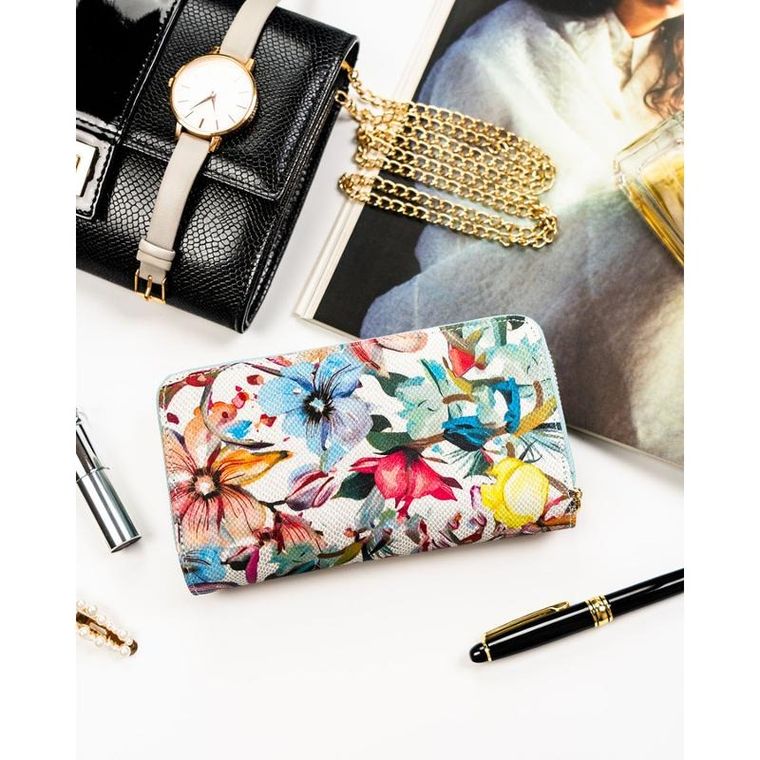 Portfel, skórzany, kwiatowy wzór, Peterson