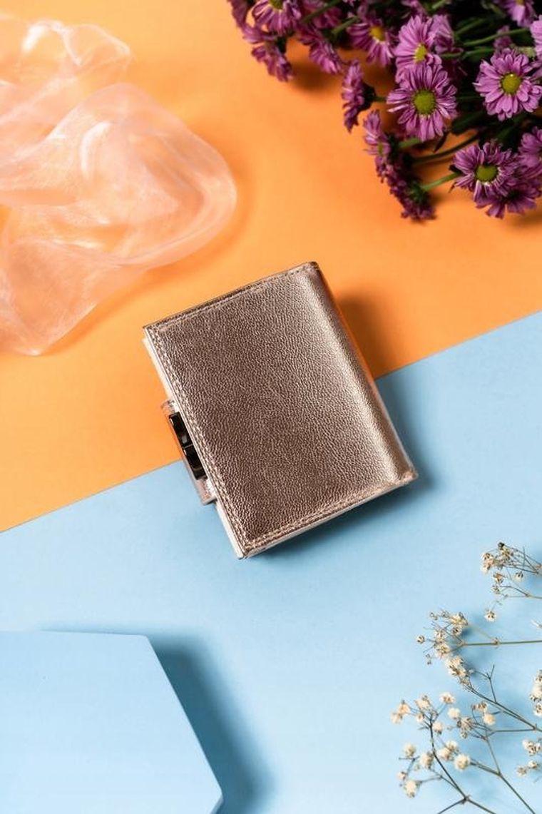 Portfel, skórzany, różowy, Lorenti