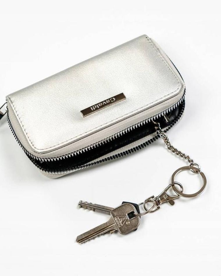 Portfel, srebrny, skóra ekologiczna, Cavaldi