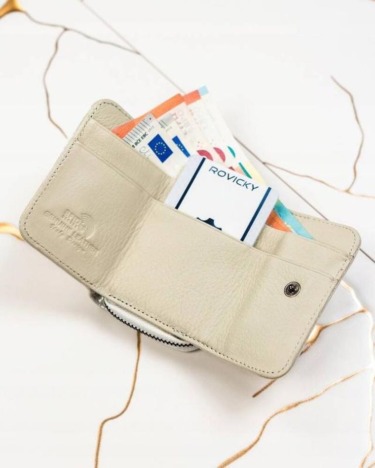 Portfel, srebrny, skórzany, Lorenti