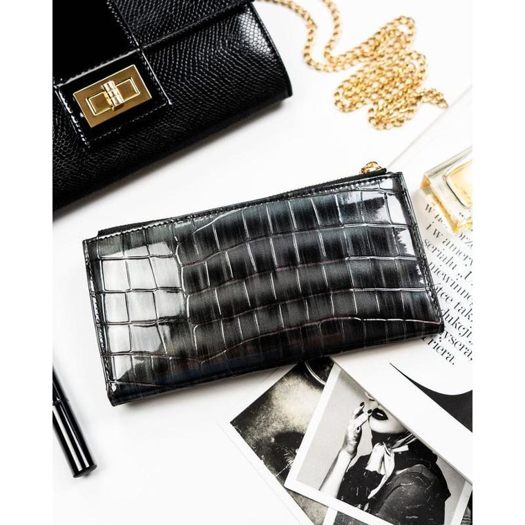 Portfel, szary, skóra ekologiczna, Peterson