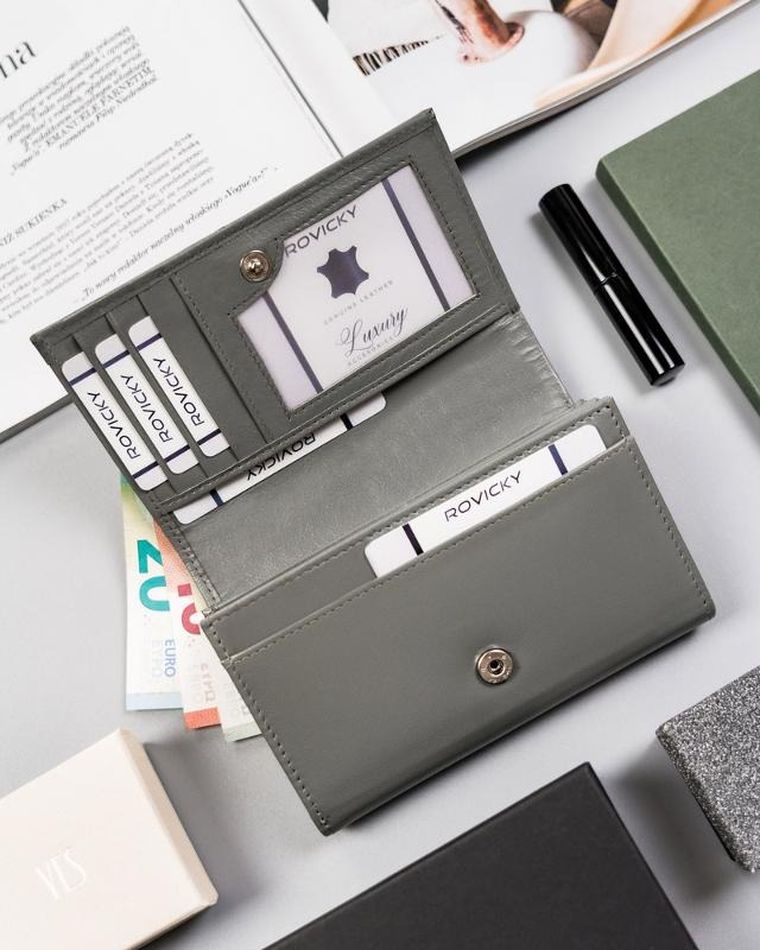 Portfel, szary, skórzany, Cavaldi