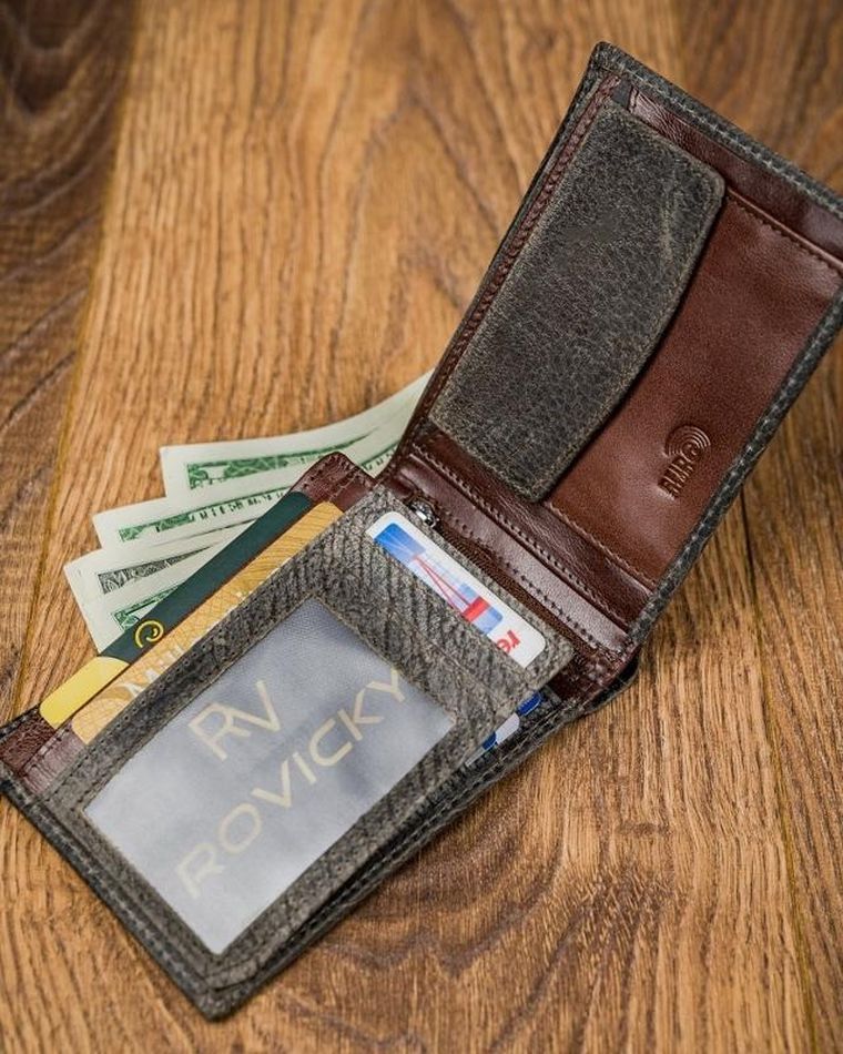 Portfel, szary, skórzany, Forever Young