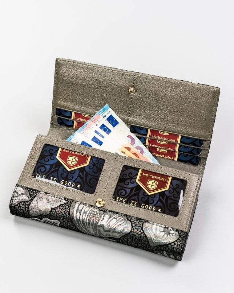 Portfel, szary, skórzany, Peterson