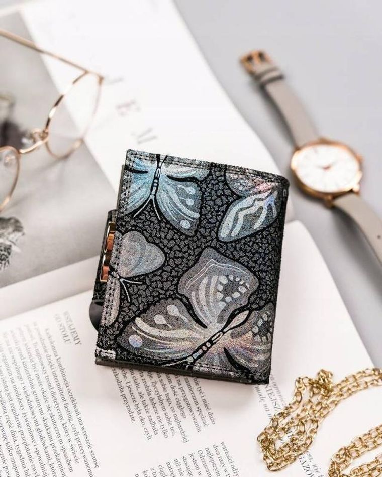 Portfel, szary, skórzany, Peterson