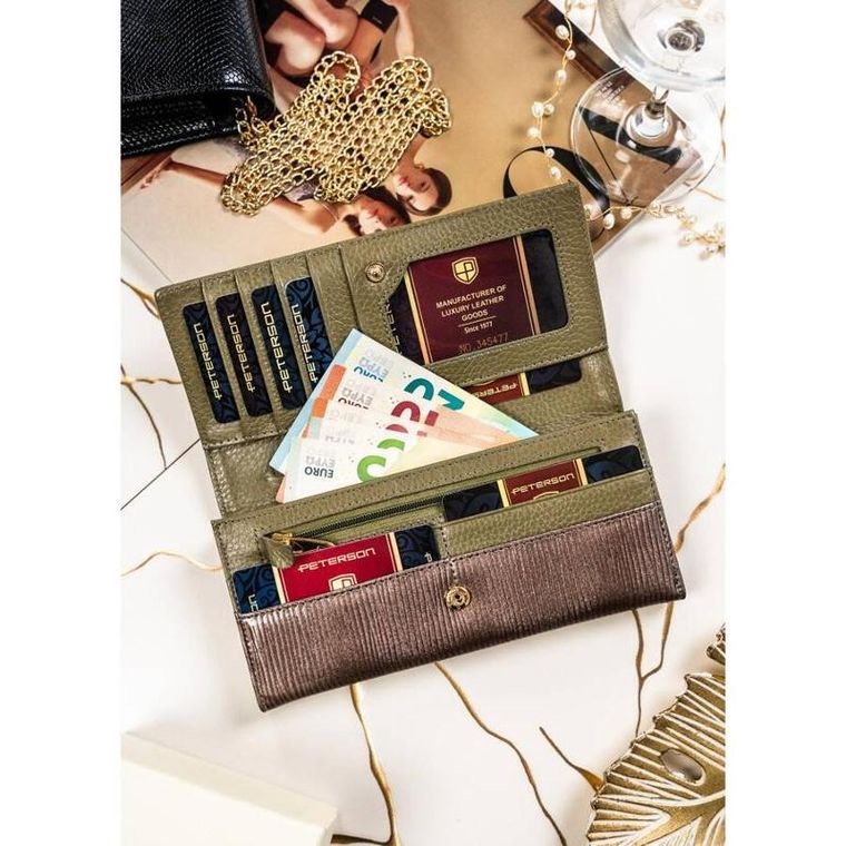 Portfel, szary, skórzany, Peterson