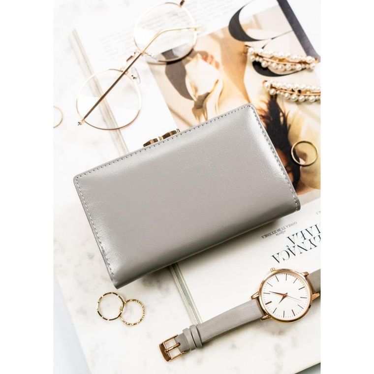 Portfel, szary, skórzany, Peterson