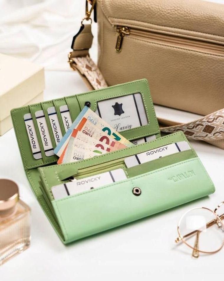 Portfel, turkusowy, skóra ekologiczna, Cavaldi