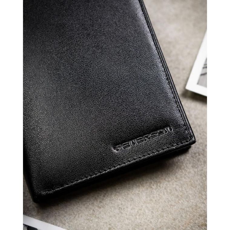 Portfel z brelokiem, czarny, skórzany, Peterson