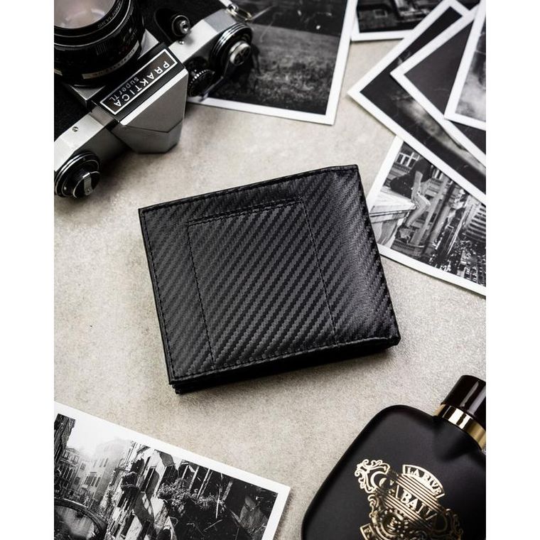 Portfel z brelokiem, czarny, skórzany, Peterson