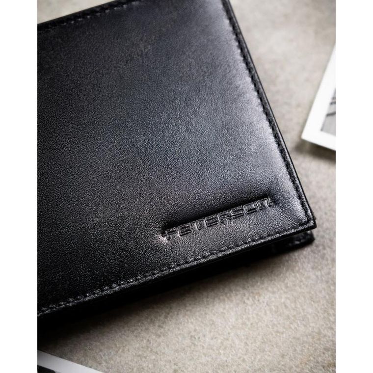 Portfel z brelokiem, czarny, skórzany, Peterson