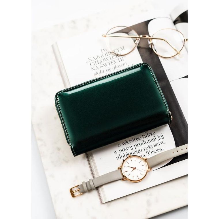 Portfel, zielony, skóra ekologiczna, Peterson