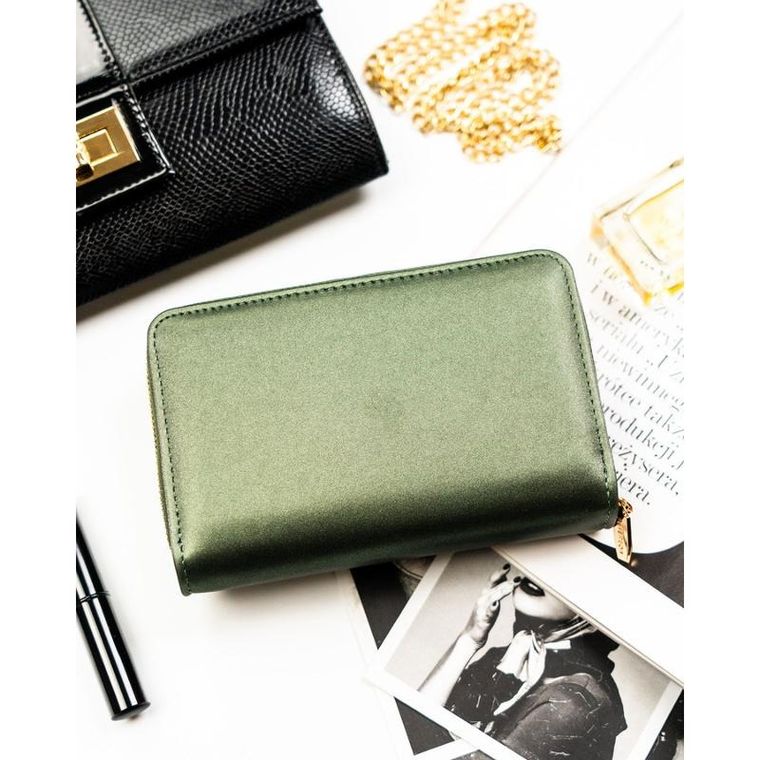 Portfel, zielony, skóra ekologiczna, RFID, Peterson