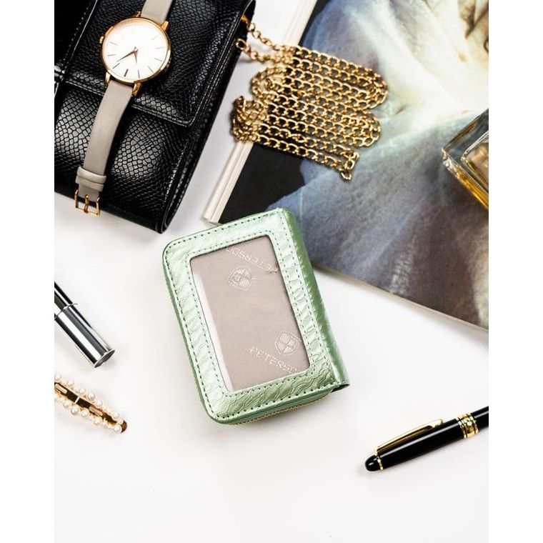 Portfel, zielony, skóra naturalna i ekologiczna, Peterson