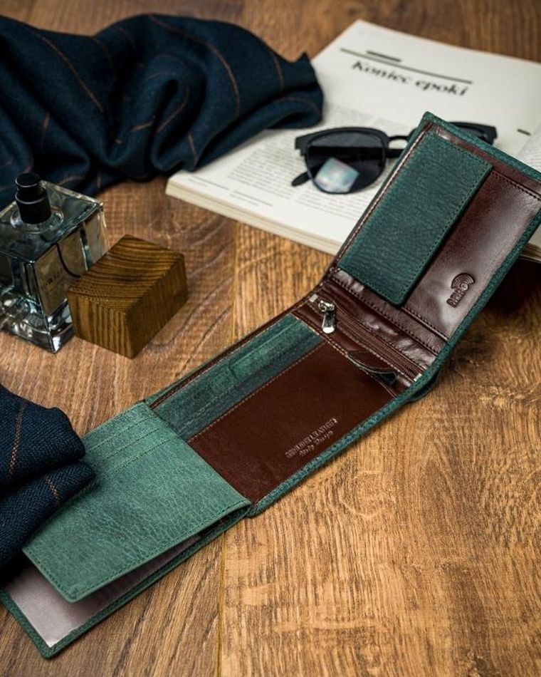 Portfel, zielony, skórzany, Forever Young