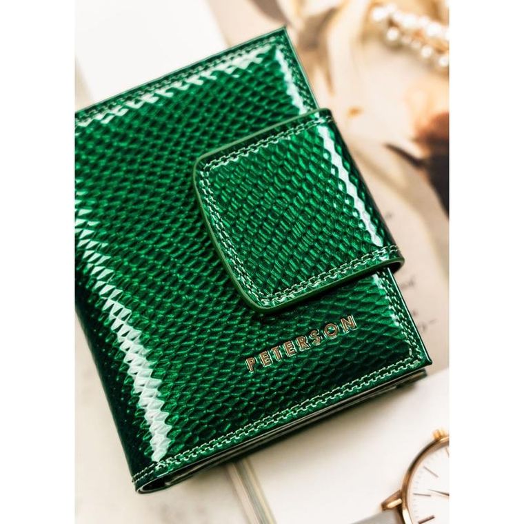 Portfel, zielony, skórzany, Petereson