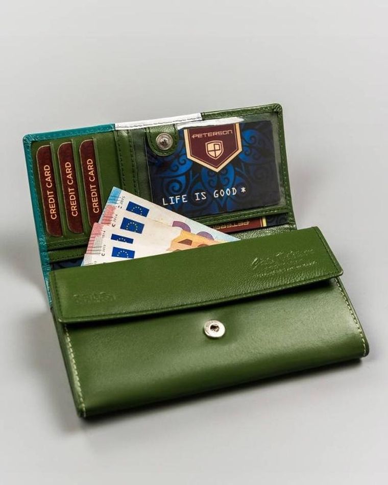 Portfel, zielony, skórzany, Peterson