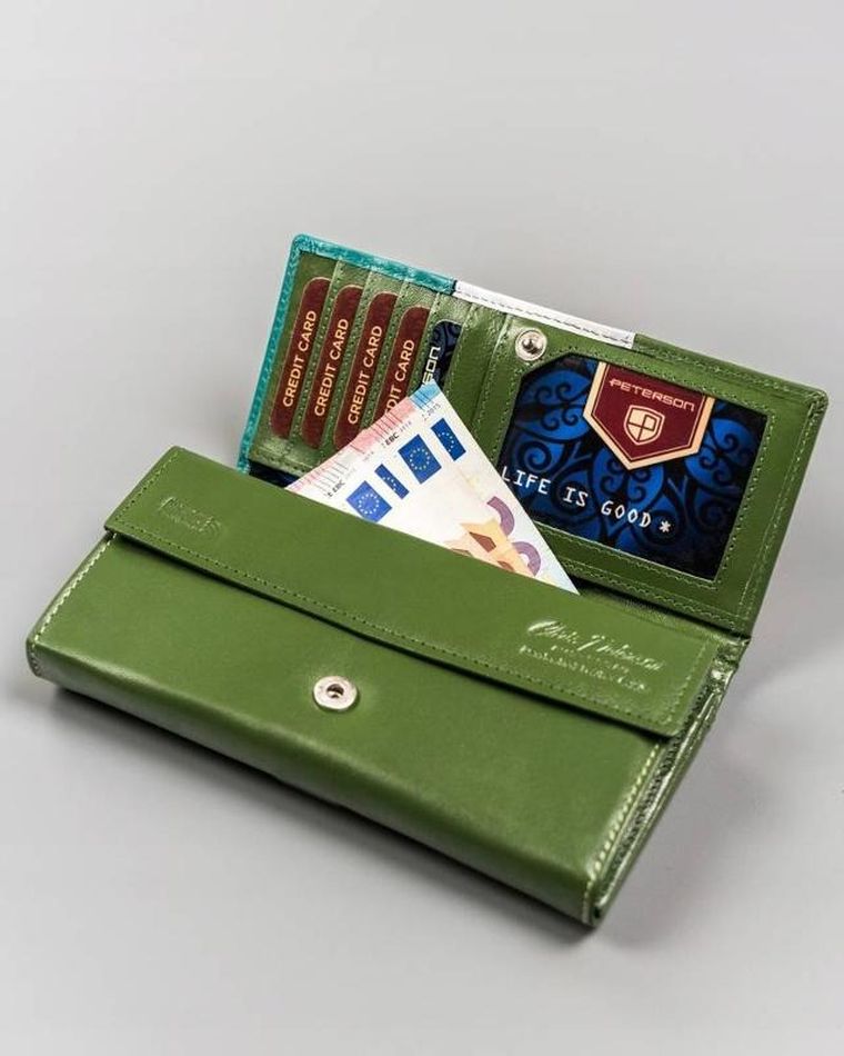 Portfel, zielony, skórzany, Peterson