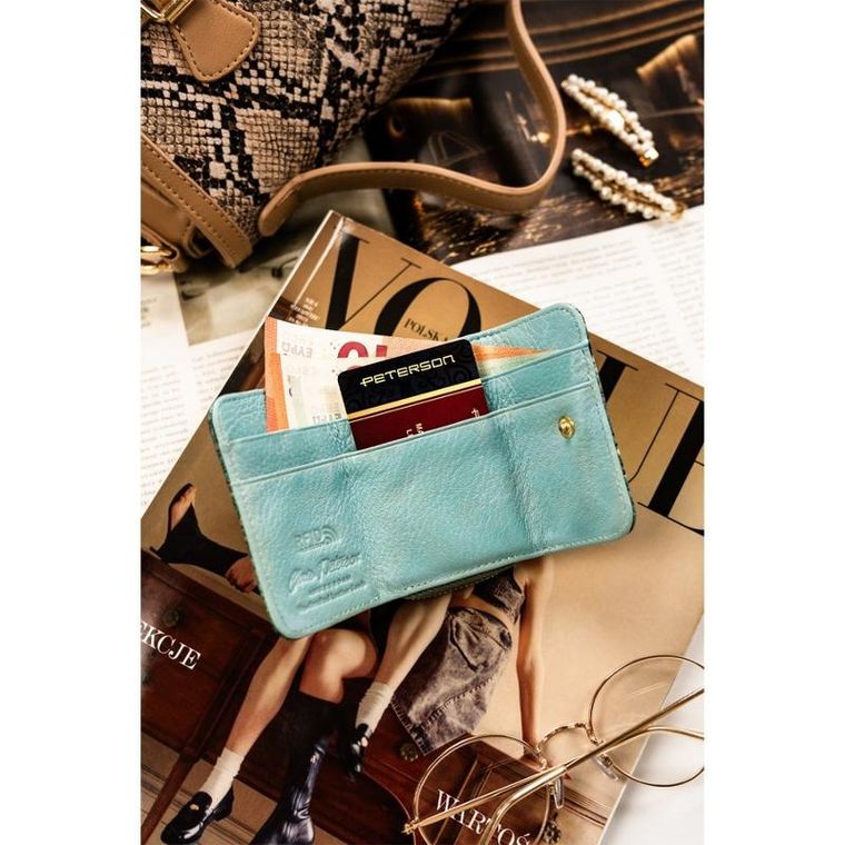 Portfel, zielony, skórzany, RFID, Peterson