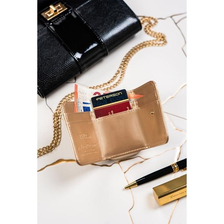 Portfel, złoty, skórzany, Peterson
