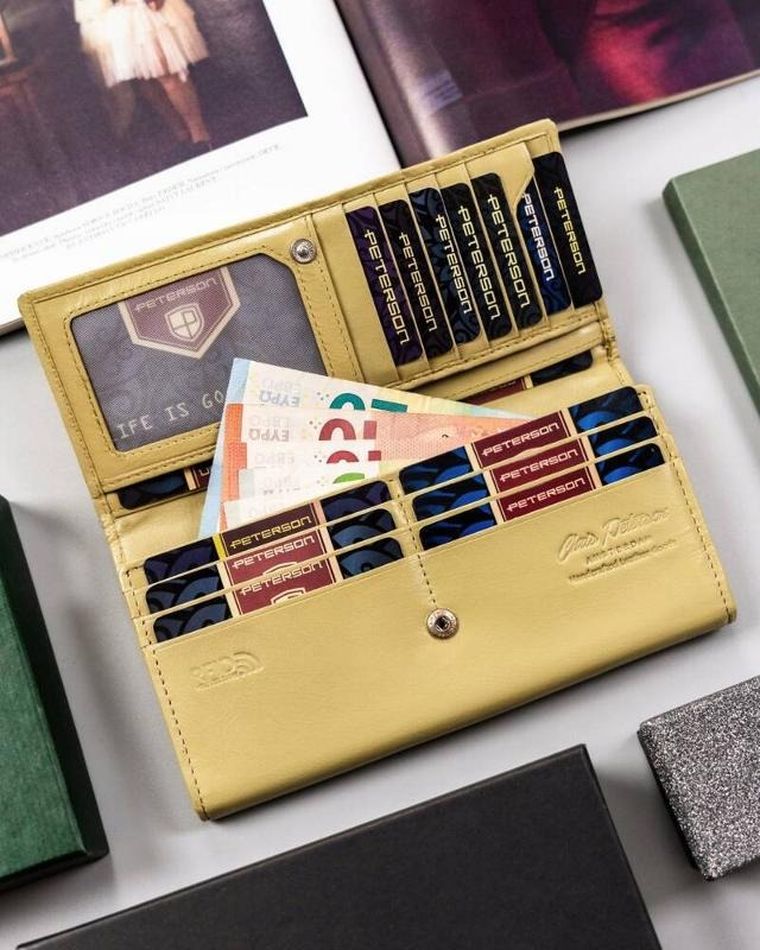 Portfel, żółty, skórzany, Peterson