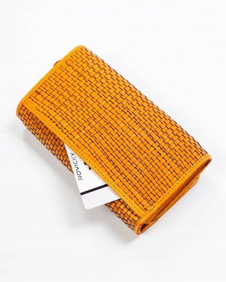 Portfel, żółty, skórzany, RFID, Rovicky