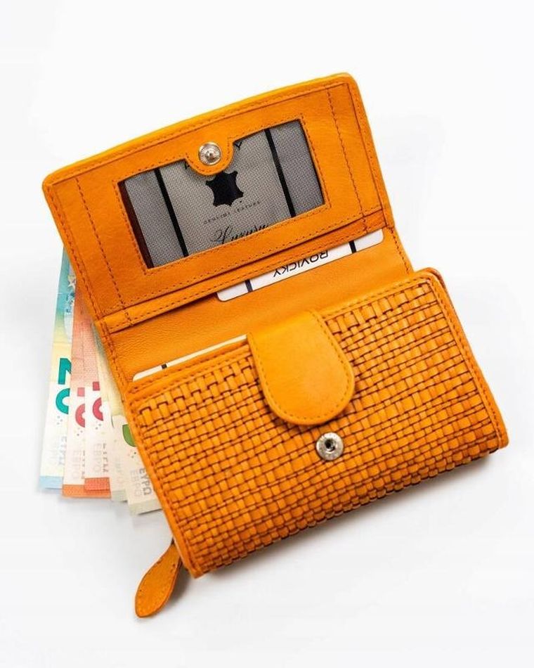 Portfel, żółty, skórzany, RFID, Rovicky